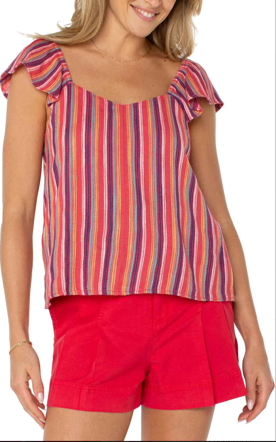 Liverpool-Flutter Sleeve Woven-Multi