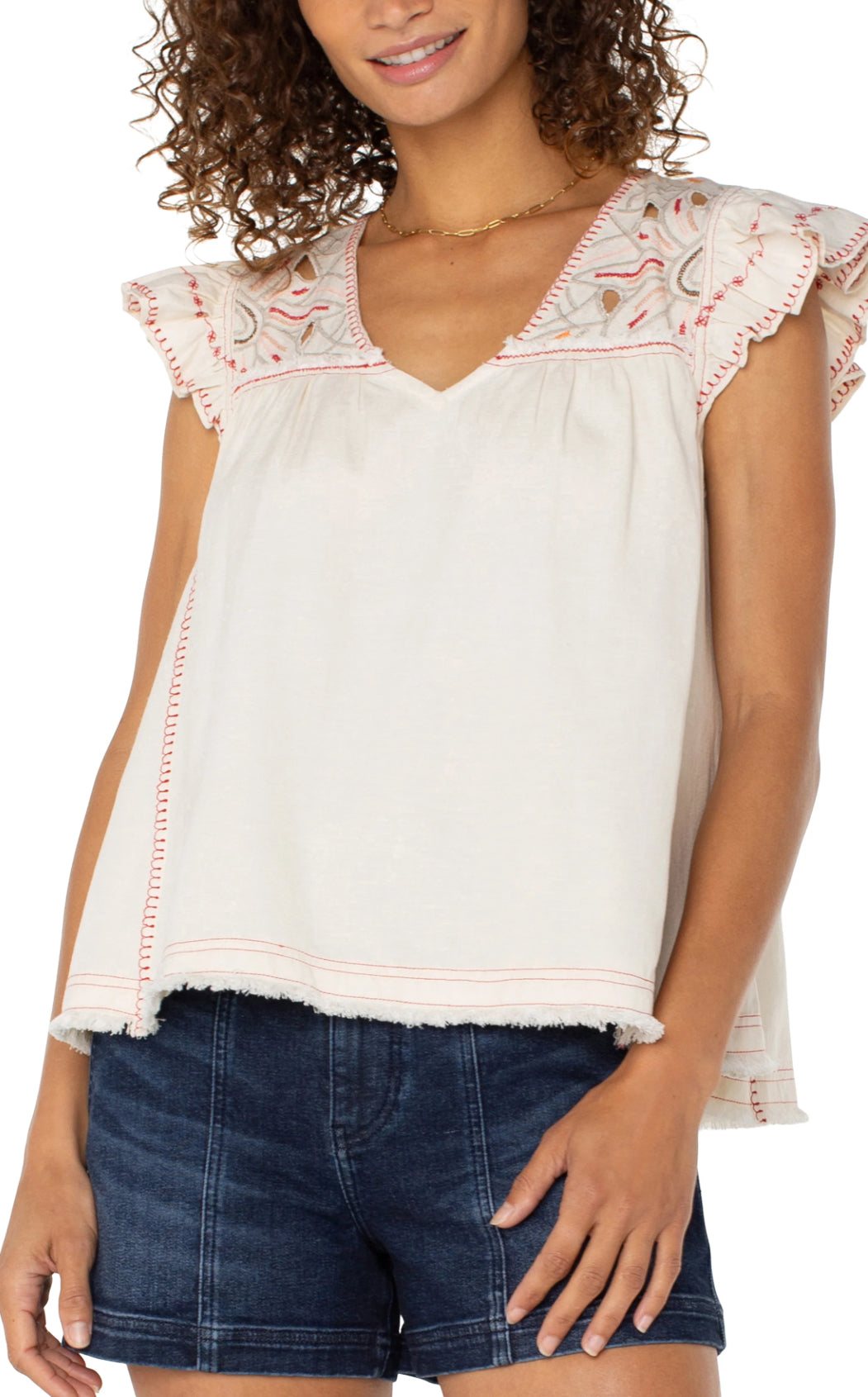 Liverpool Flutter Sleeve V-Neck