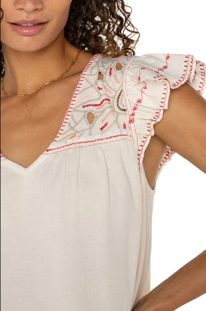 Liverpool Flutter Sleeve V-Neck