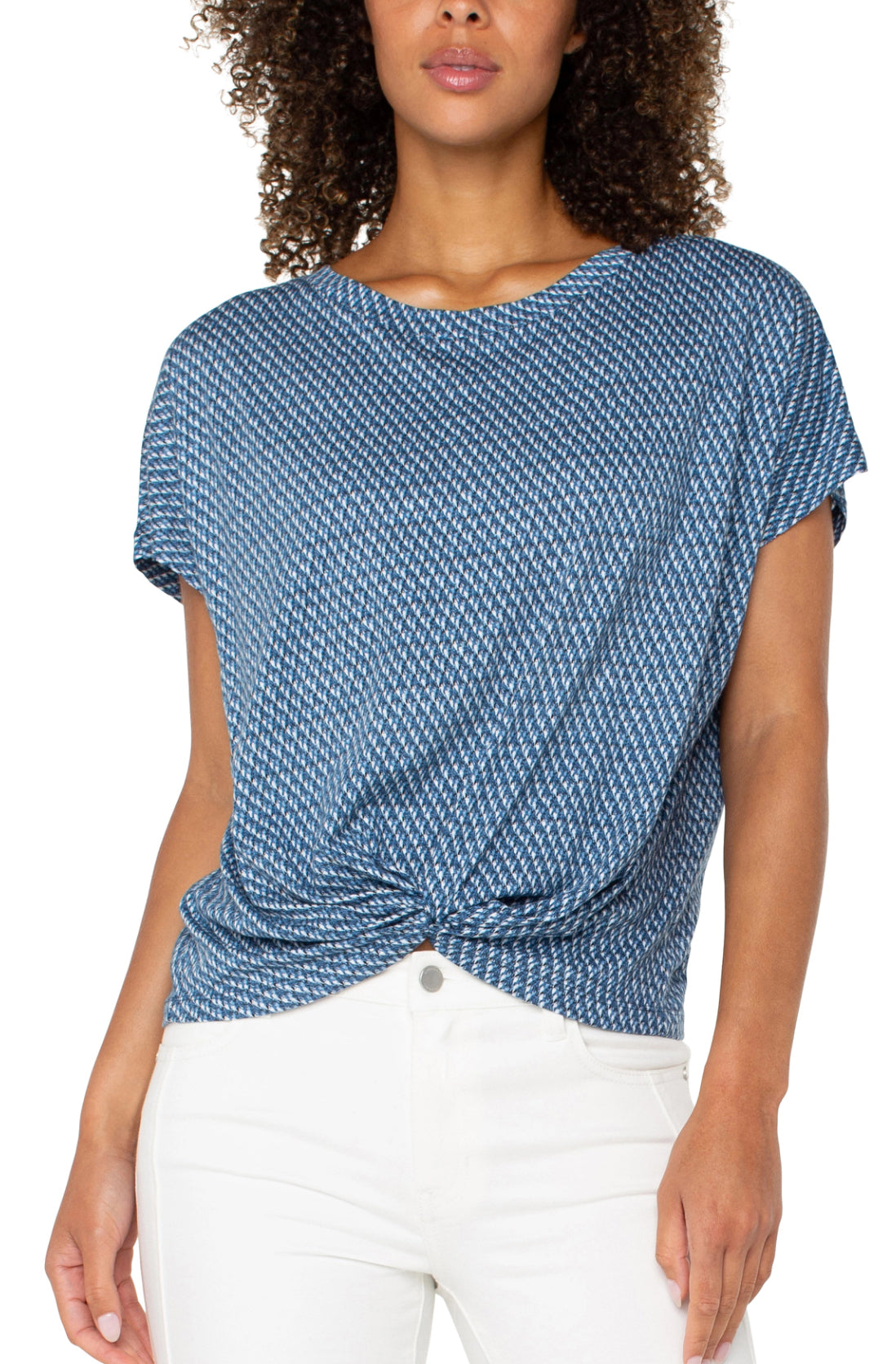 Liverpool-Twist Front Dolman Knit Tee