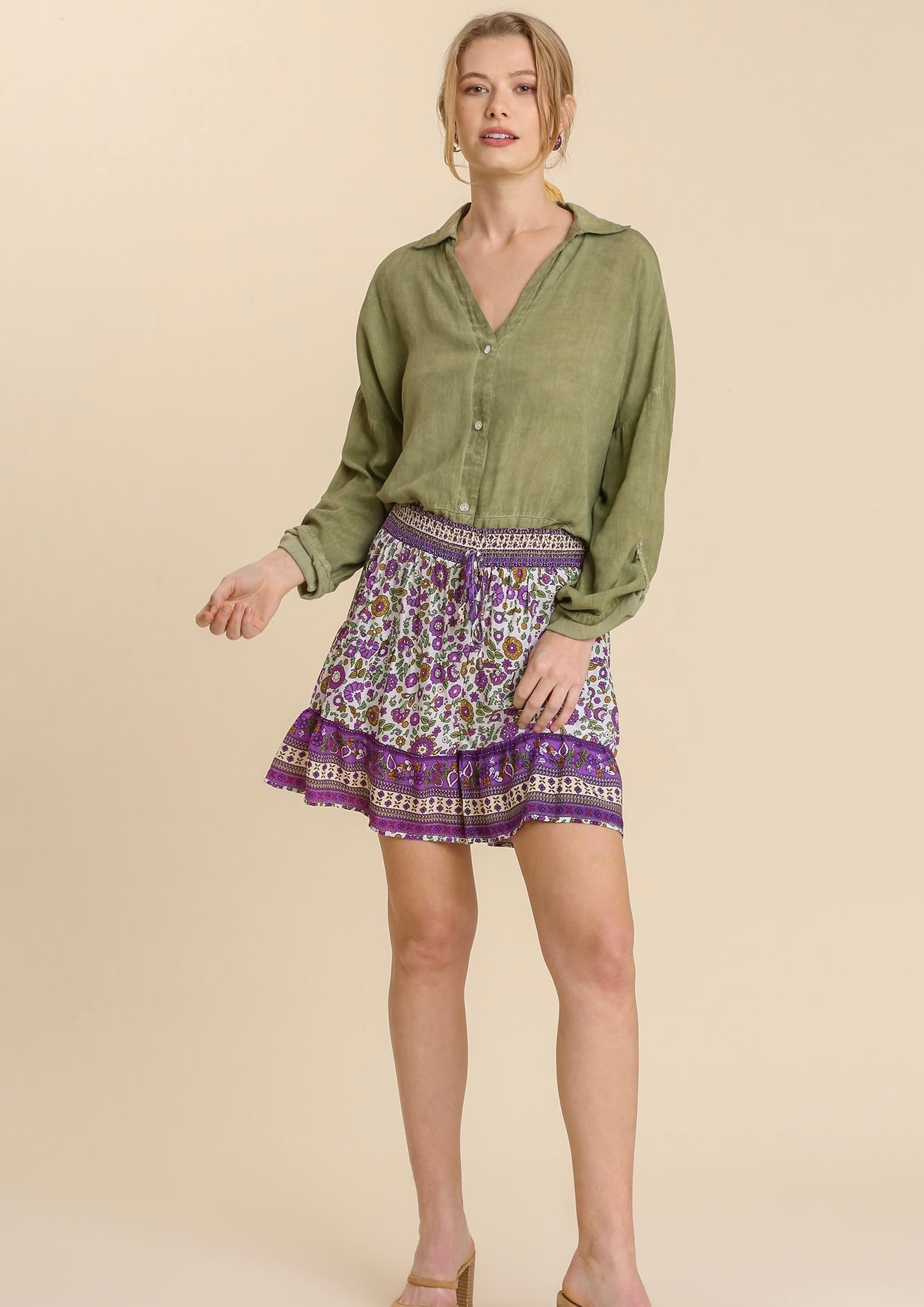 Swing Shorts-Green/Purple