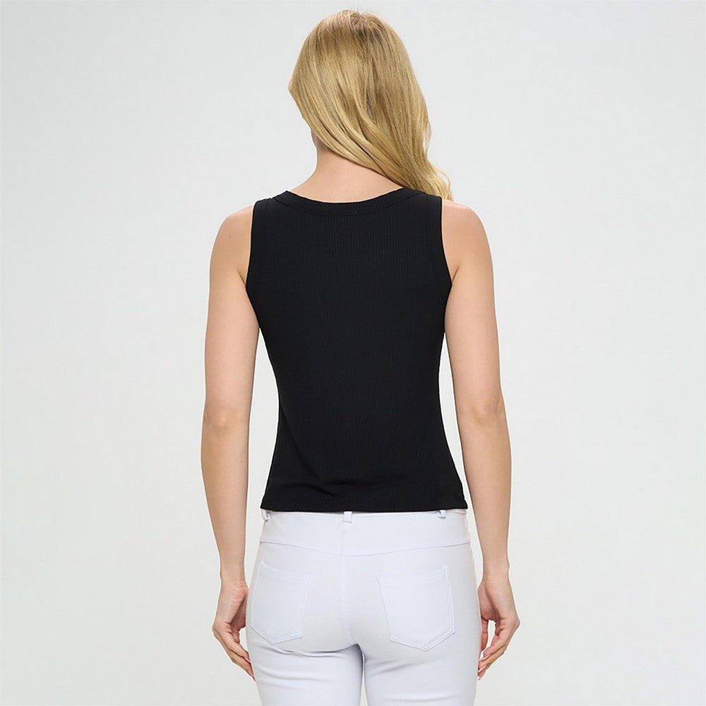 Ribbed Tank-Black