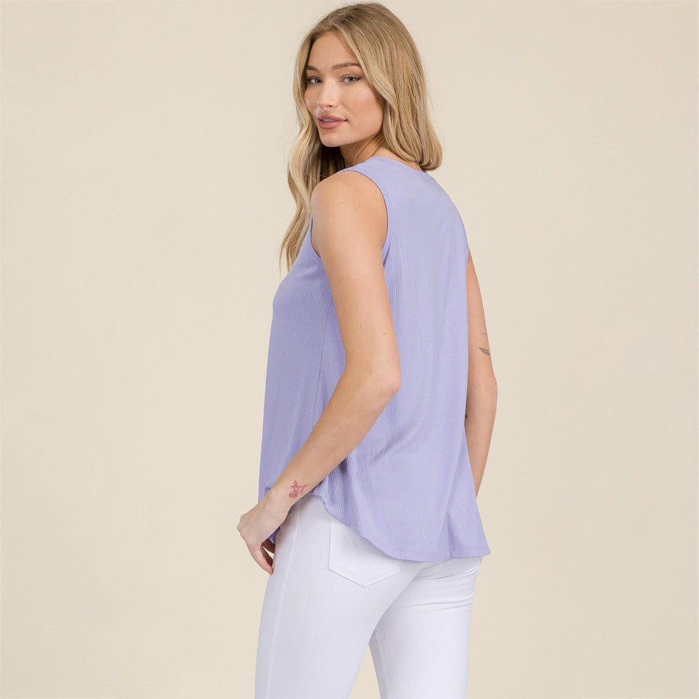 Ribbed Sleeveless Tank-Lavender