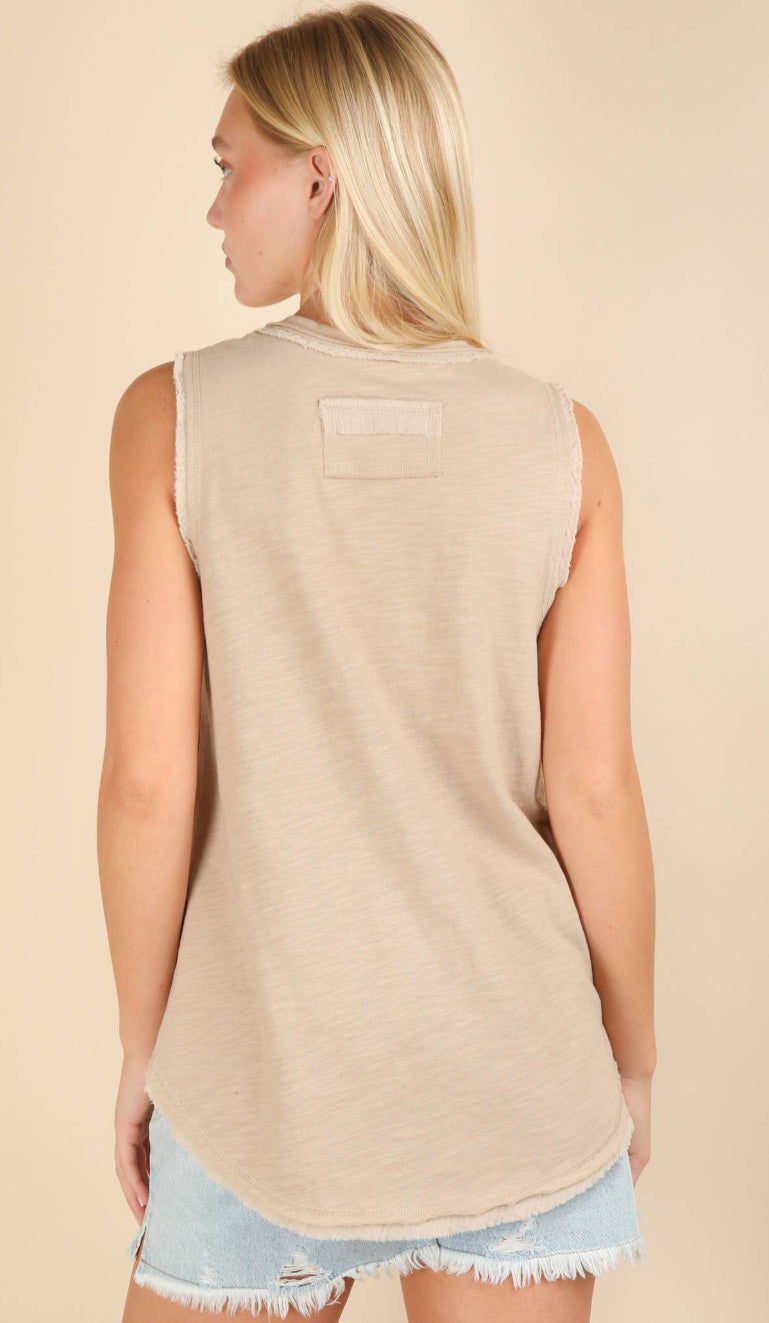 Sleeveless Comfy Top-Taupe