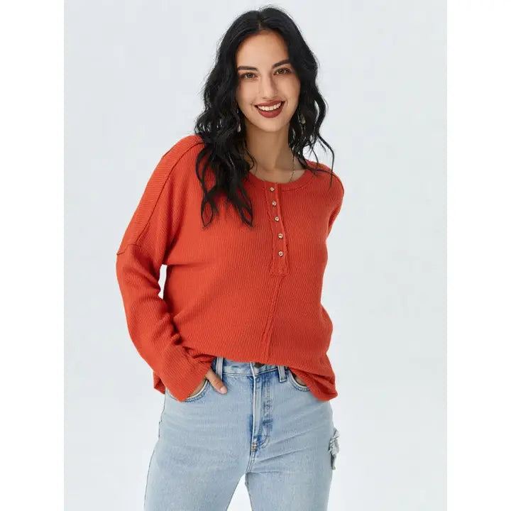 Henley Top-Burnt Orange