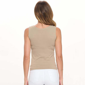 High-Low Seamless Tank-Khaki