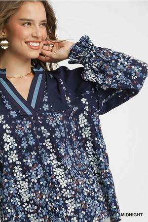 Floral Vine Top-Midnight