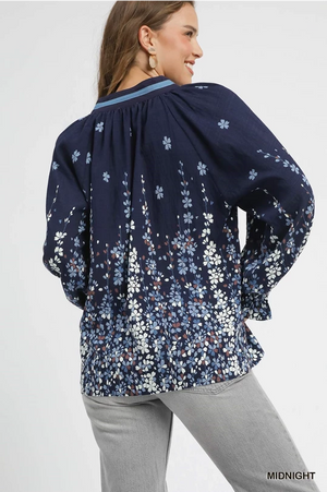Floral Vine Top-Midnight