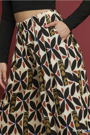 Block Print Pants-Black