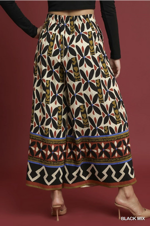 Block Print Pants-Black
