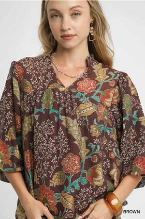 Floral Boho Top-Brown