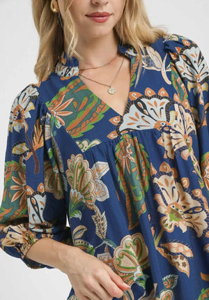 Abstract Print-Navy