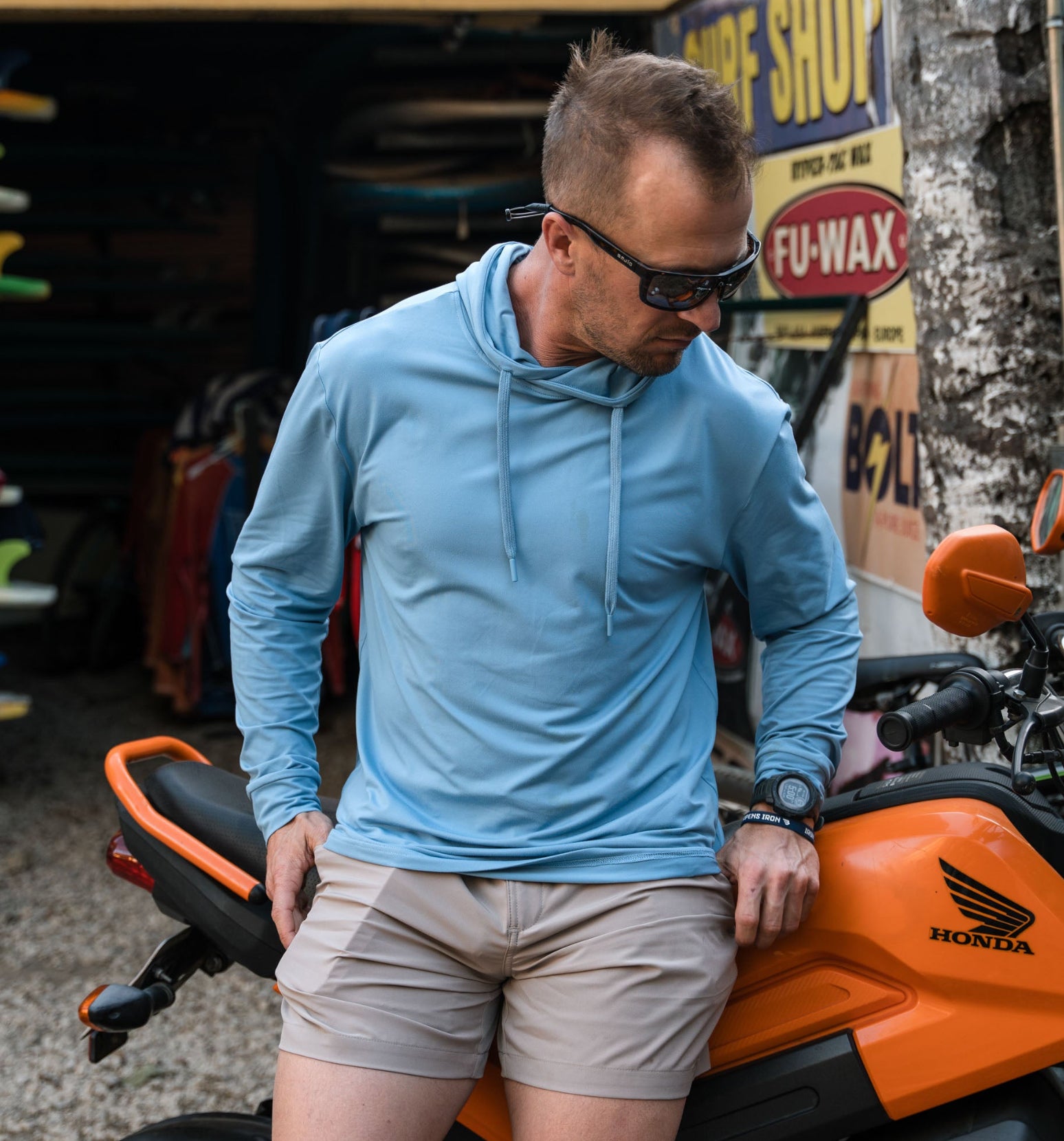 Burlebo-Performance Hoodie-Steel Blue