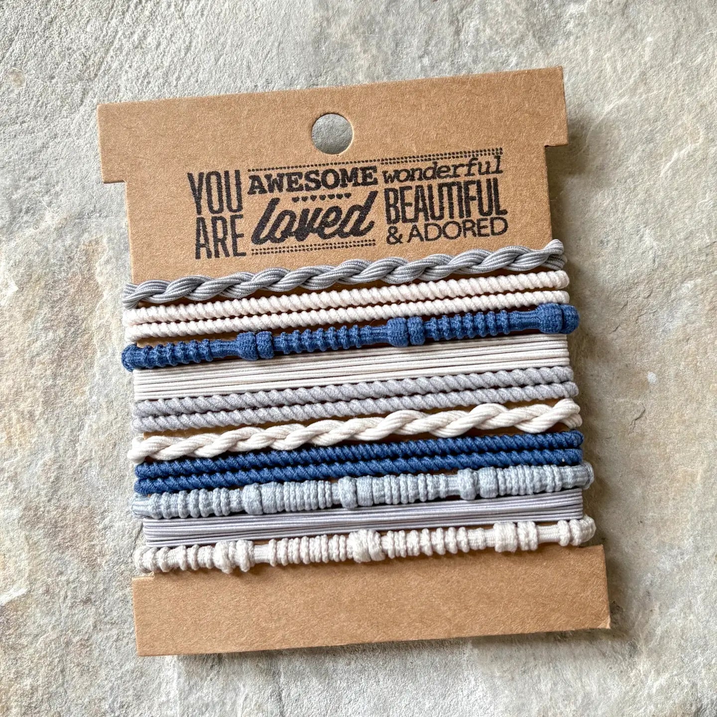 Boho Hair Ties | Blue & Cream