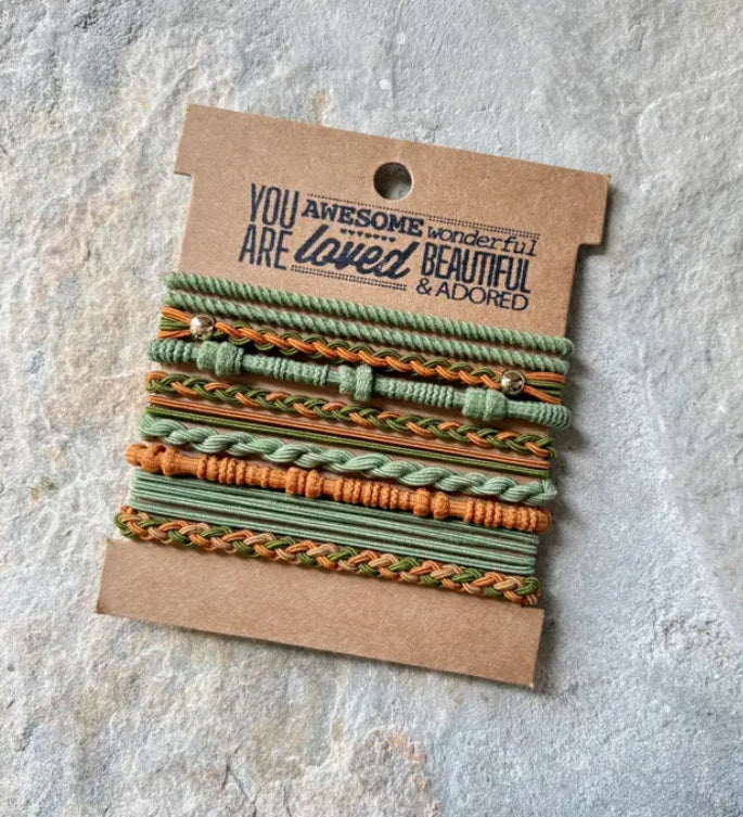 Boho Hair Ties | Burnt Umber Green