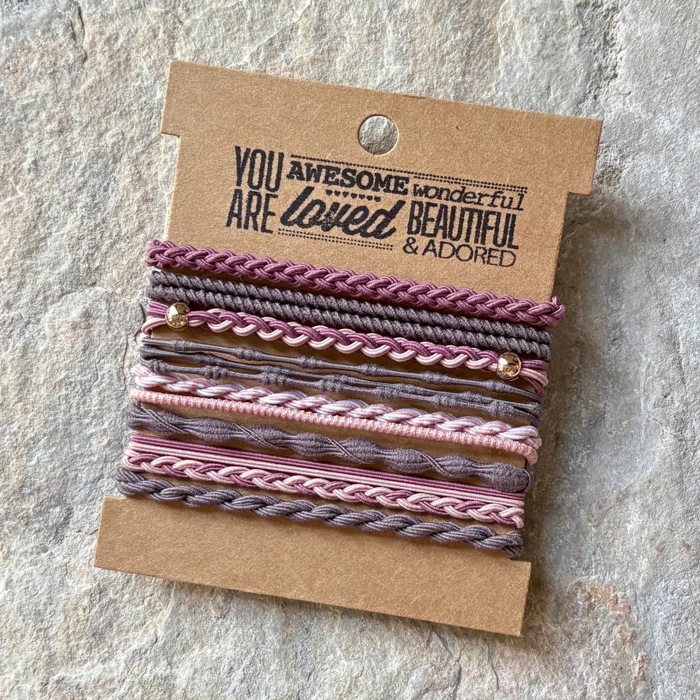 Boho Hair Ties-Purple & Gray