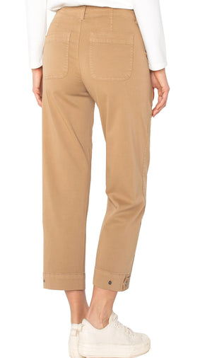 Liverpool-Utility Crop W/Tab Hem-Camel
