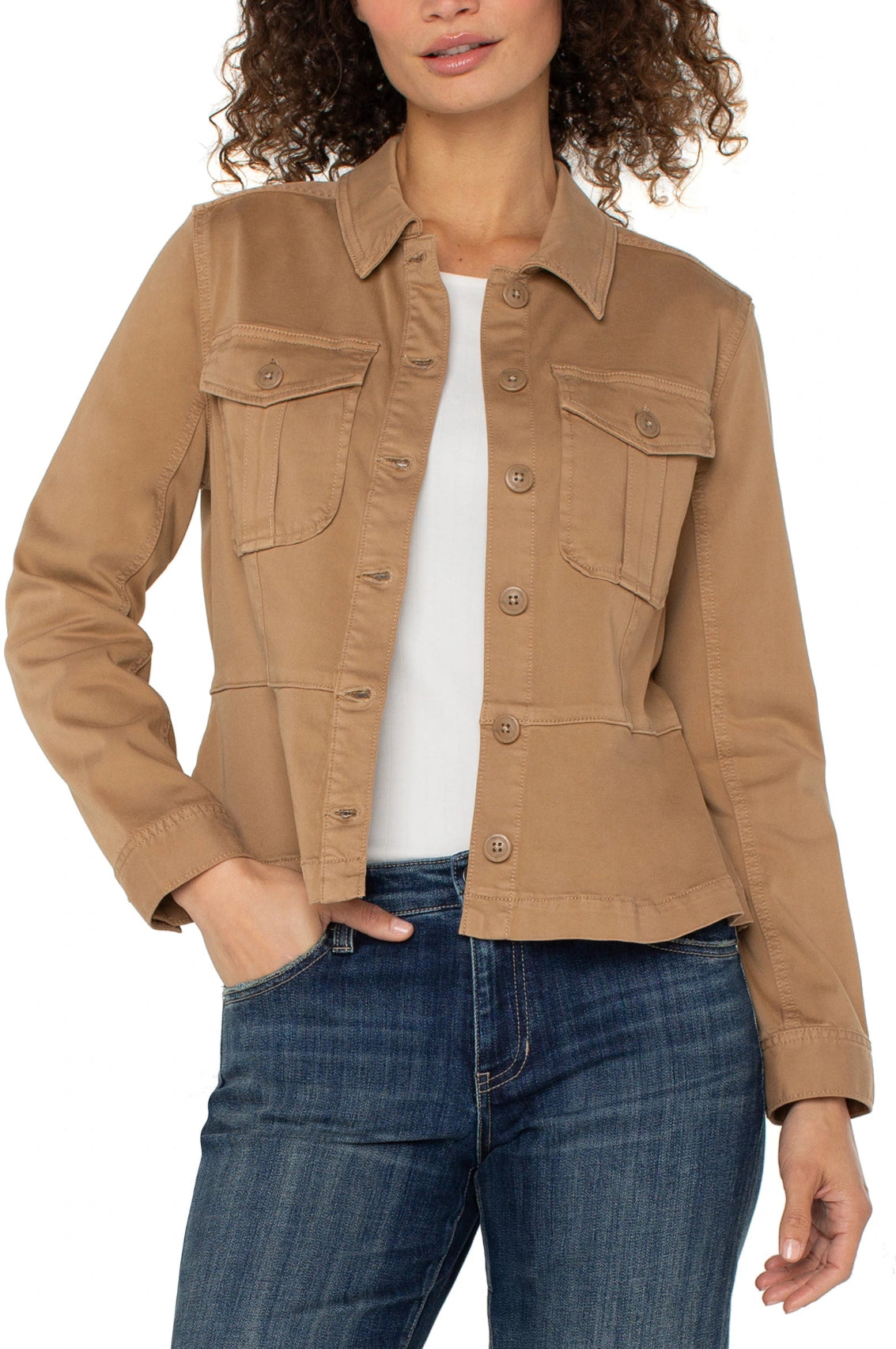 Liverpool Peplum Jacket-Desert Camel
