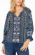 Liverpool-3/4 Woven Button Front-Blue