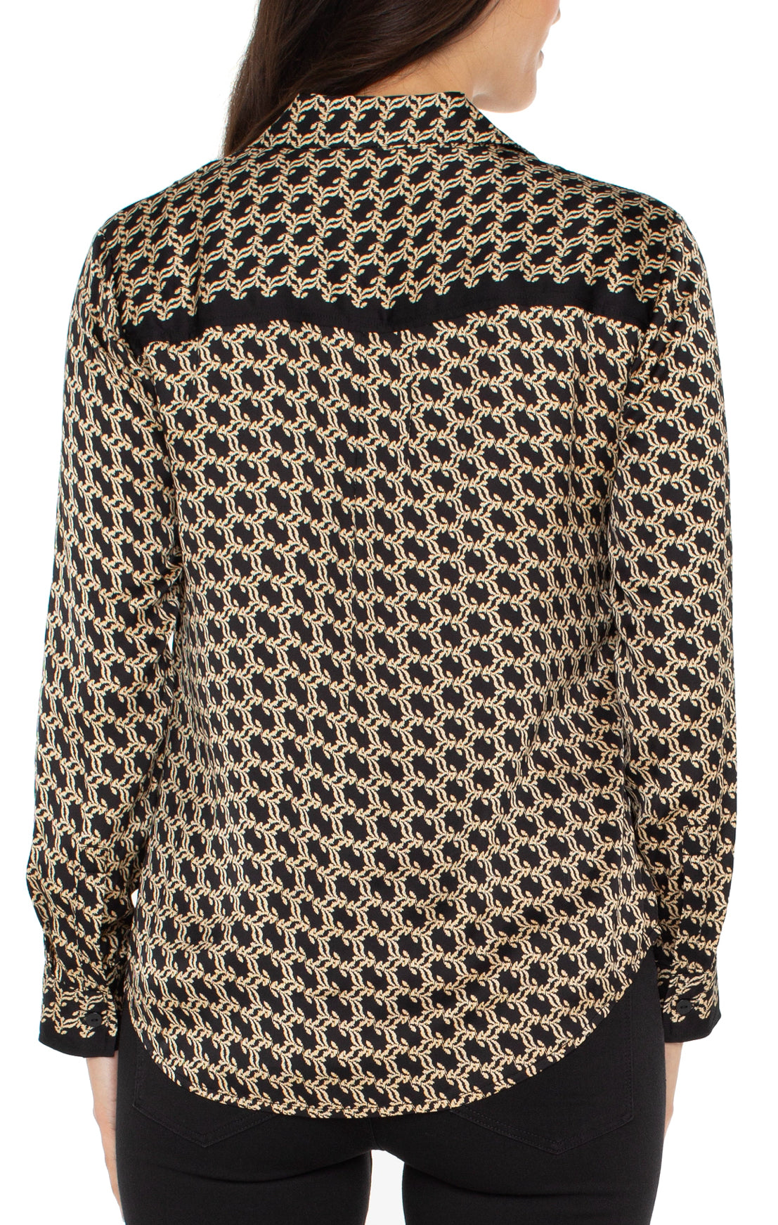 Liverpool-Woven Button Front-Black & Gold