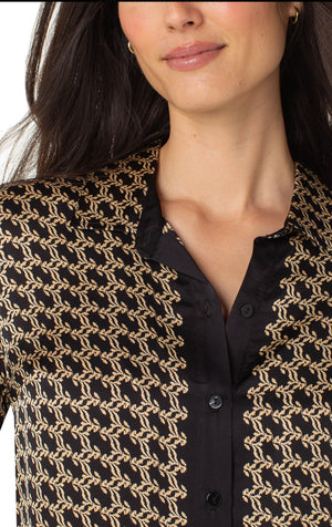 Liverpool-Woven Button Front-Black & Gold