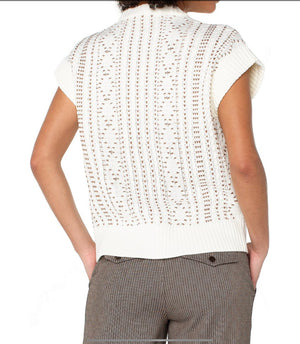 Liverpool-Cap Sleeve Dolman 1/2 Zip-Cream