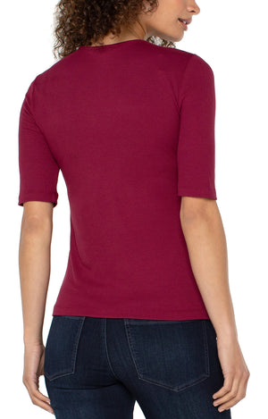 Liverpool 1/2 Sleeve Knit Top-Cherry