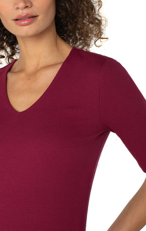Liverpool 1/2 Sleeve Knit Top-Cherry