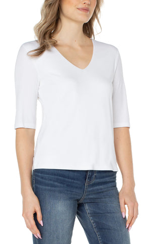 Liverpool-1/2 Sleeve Knit Top-Cream