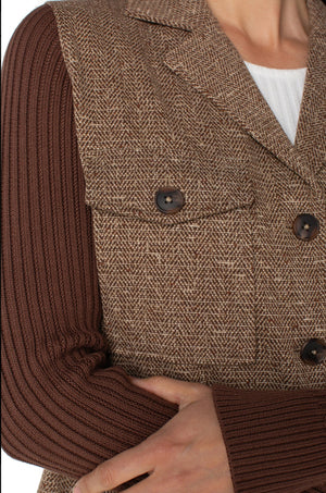 Liverpool-Shacket w/Sweater Sleeves/Chocolate