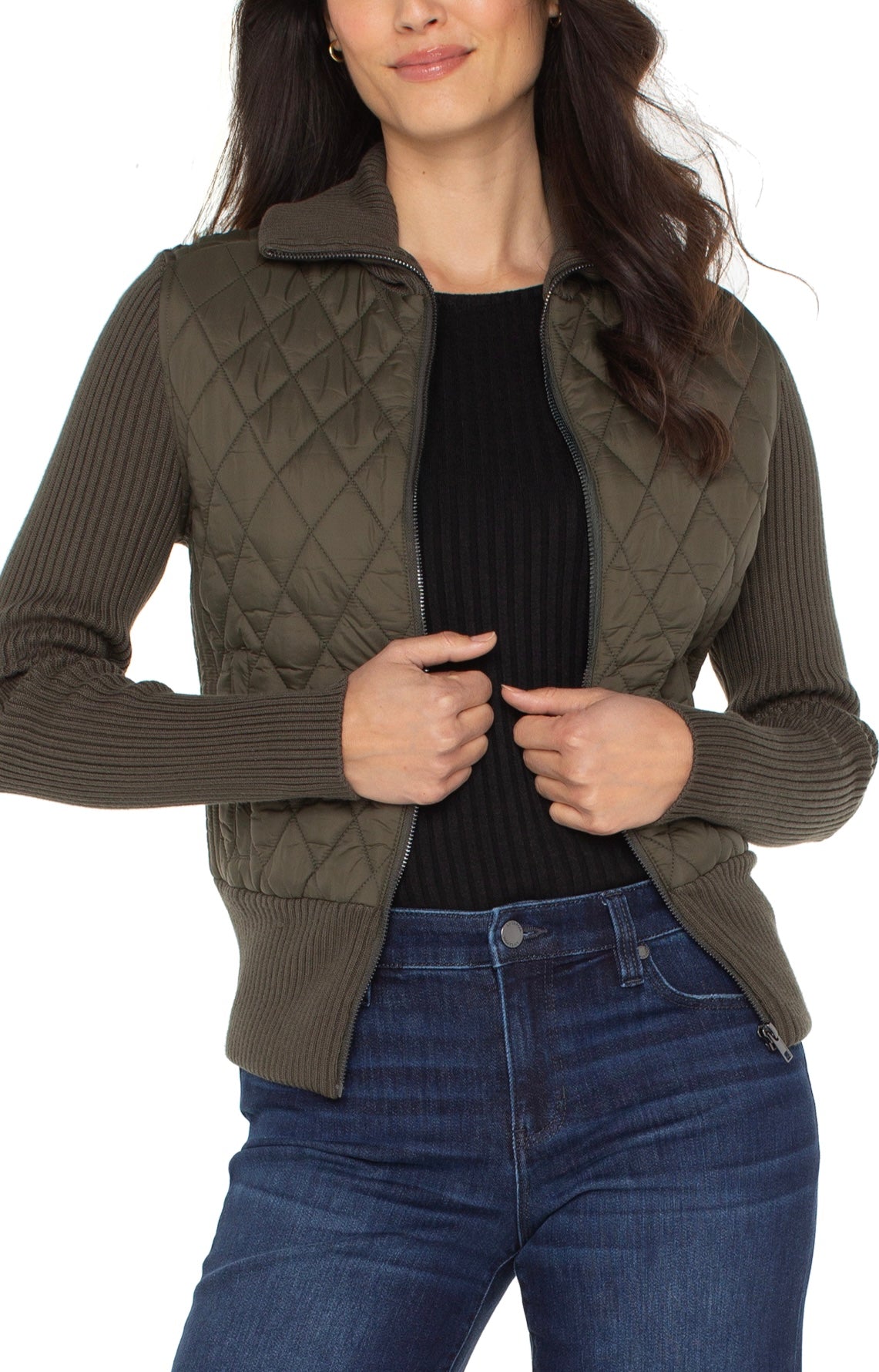 Liverpool LS-Sweater Woven Jacket-Forest Night