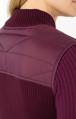 Liverpool-Quilted Front Sweater Vest-Wine