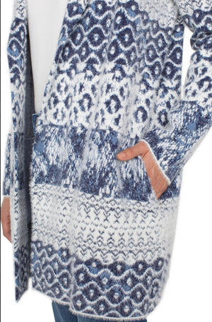 Liverpool-Open Front Coatigan Sweater-Blue