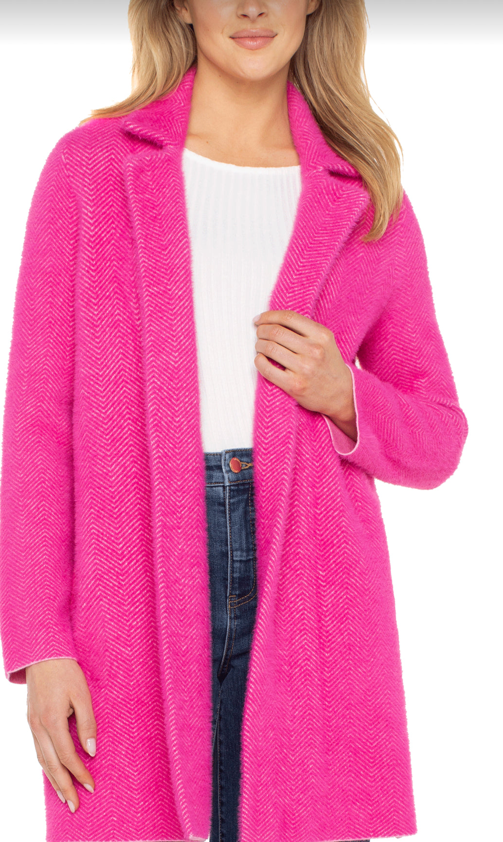 Liverpool-Open Front Coatigan-Berry Pink