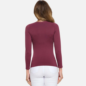 Seamless Round Neck LS-Plum