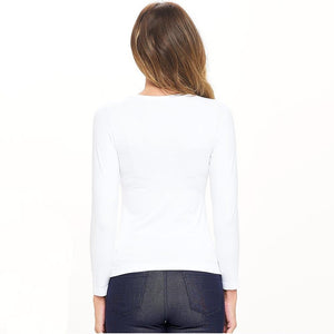 Seamless Round Neck LS-White