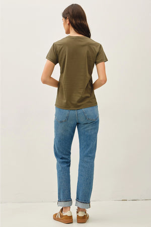 Basic Cotton Crewneck-Olive