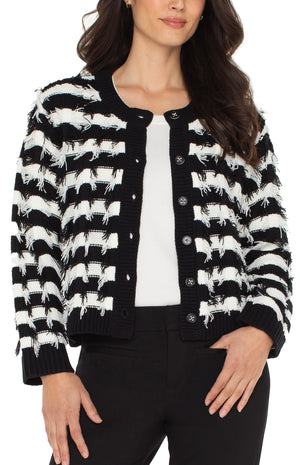 Liverpool Cardigan Sweater-Black/White