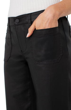 Liverpool-Crop Wide Leg-Black Coated