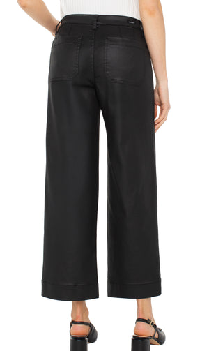 Liverpool-Crop Wide Leg-Black Coated