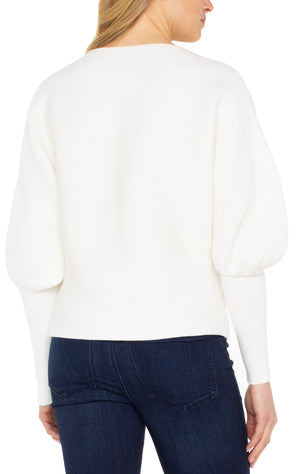 Liverpool-Boat Neck Dolman Sweater-White