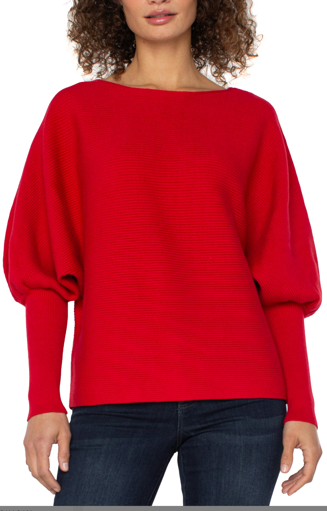 Liverpool Boatneck Dolman Sweater-Red