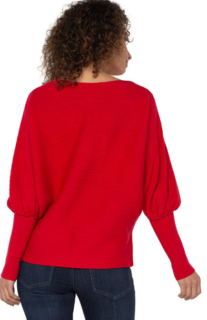 Liverpool Boatneck Dolman Sweater-Red