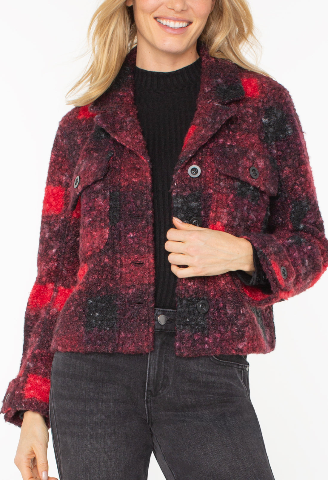 Liverpool-Button Front Shacket-Red