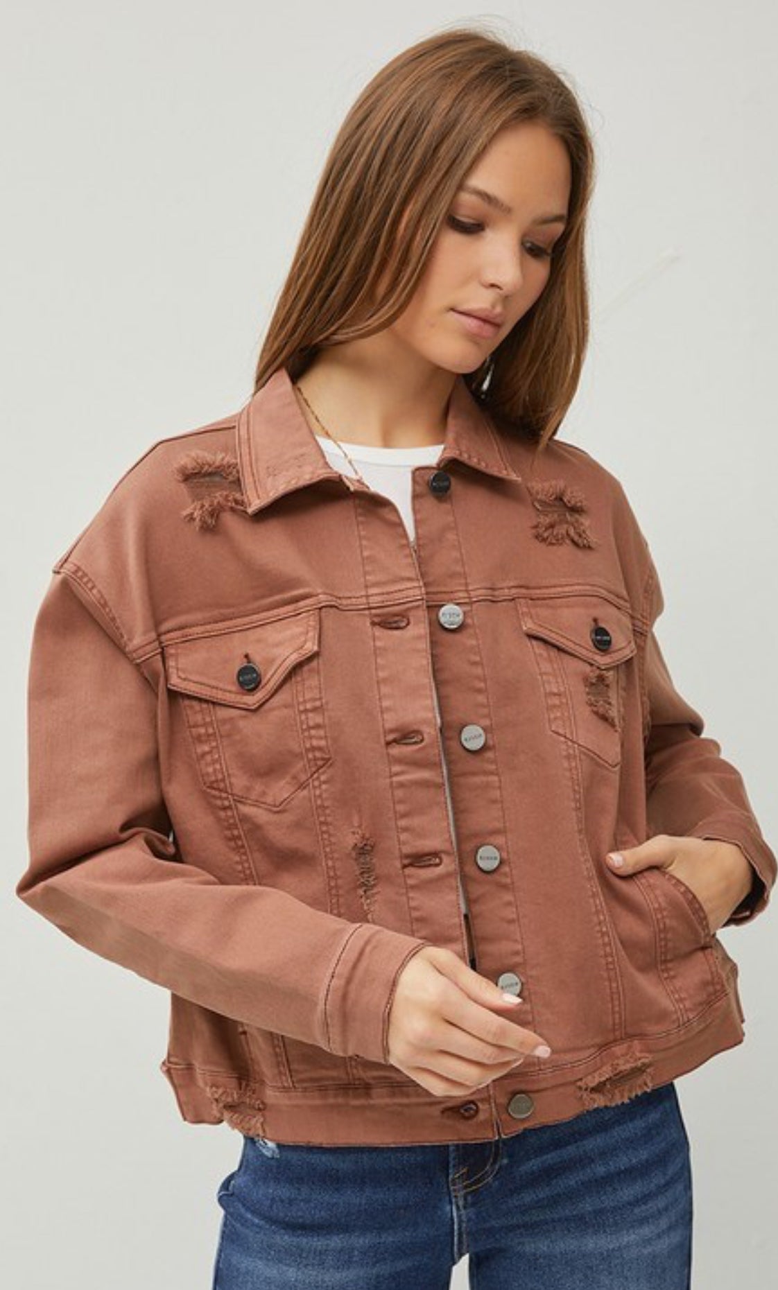 Risen-Distressed Jacket-Espresso