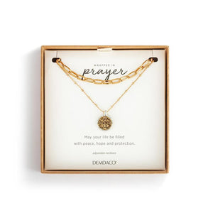 Wrapped In Prayer Necklace-Gold