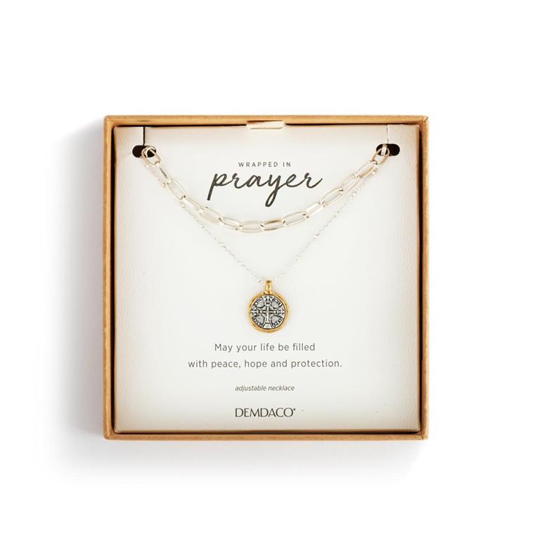 Wrapped In Prayer Necklace-Silver