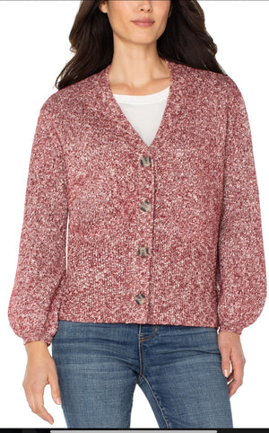 Liverpool Button Front Cardigan-Maroon