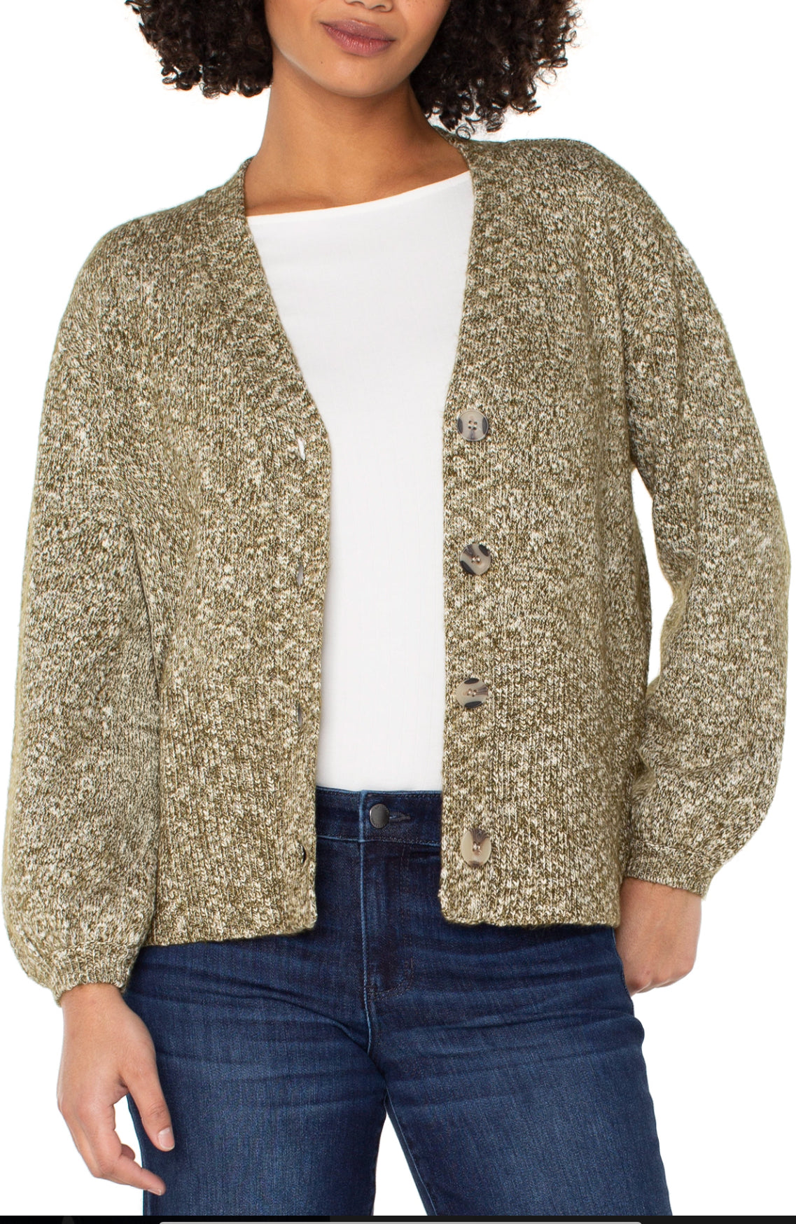 Liverpool Button Front Cardigan-Olive