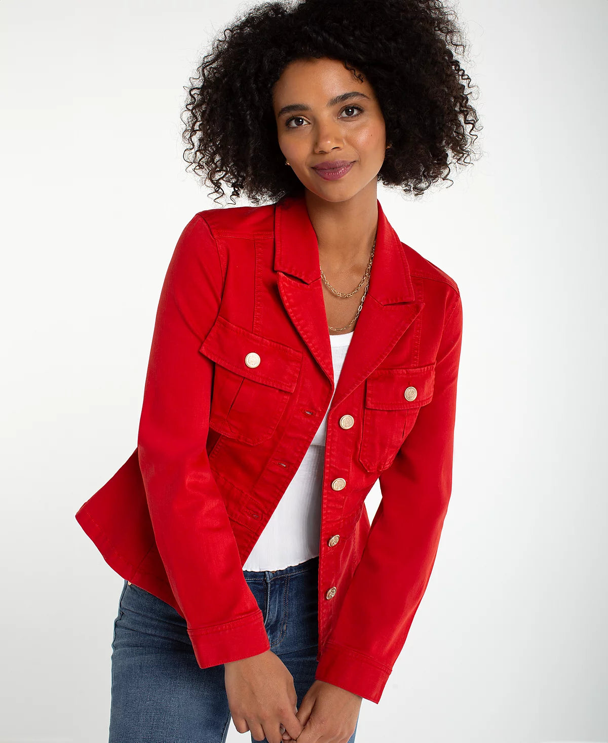 Liverpool Peplum Jacket-Fire Brick